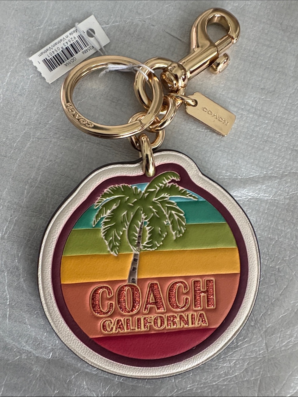 Coach Authentic NWT California Leather Key Ring and Bag Charm - Picture 3 of 4